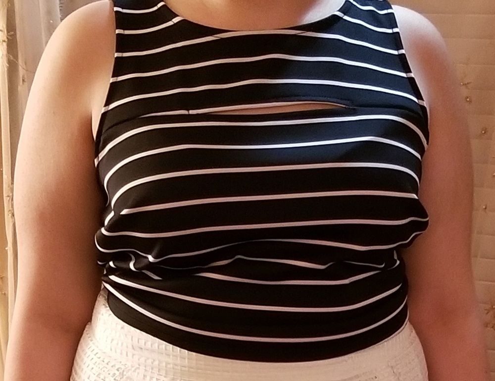 Black and white striped crop top 1x